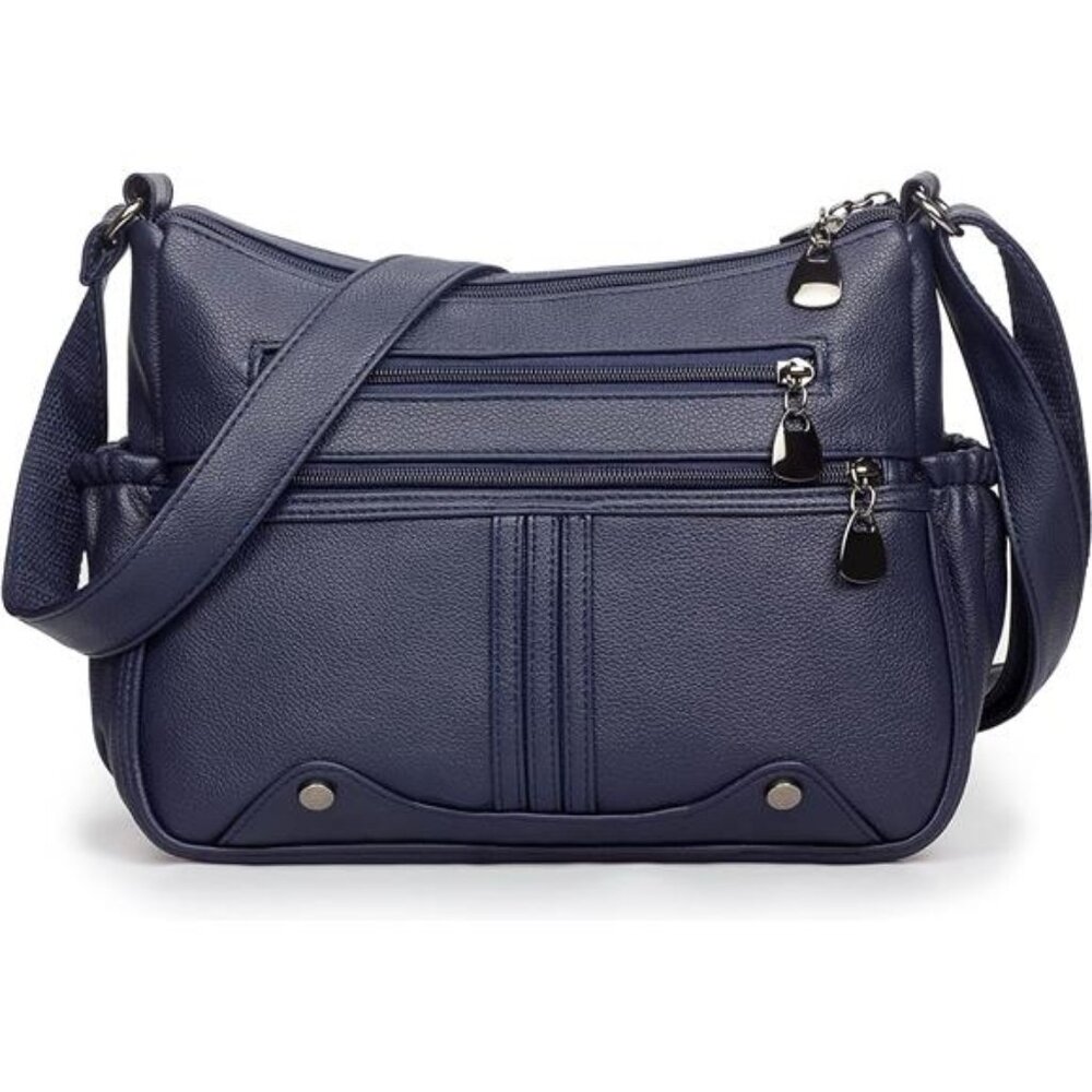 Women Soft PU Leather Shoulder Handbag Multi Pocket Crossbody Bag Ladies Medium